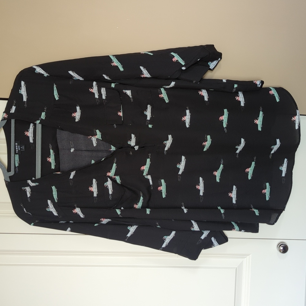 torrid Black Boat-Print Blouse